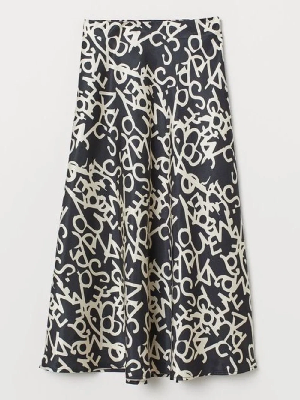 🌼H&M🌼 Black and White Graphic A-Line Matte Satin Skirt, Size 6